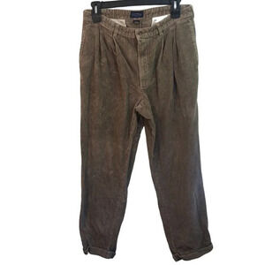 Club Room Corduroy Pants Mens Pleated Trousers‎ Brown Relaxed Fit
